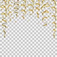 Transparent background with golden streamers. vector