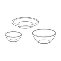 Hand drawn empty bowls and plate. vector