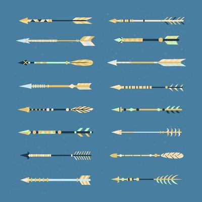 Hand drawn boho arrows set.