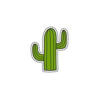 Sticker with doodle cactus. vector