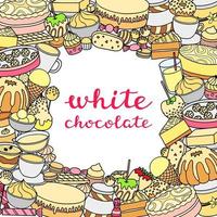 Background with hand drawn chocolate desserts. vector