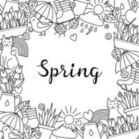 Background with doodle spring items. vector