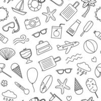 Seamless pattern with doodle summer items. vector