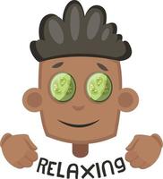 Boy is relaxing, illustration, vector on white background.