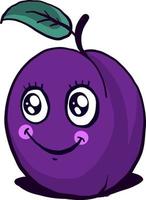 Happy plum, illustration, vector on white background