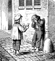 dos niños, ilustración antigua. vector