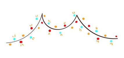 Colorful garland with lights flat cartoon style. Vector colorful illustration isolated on white background.