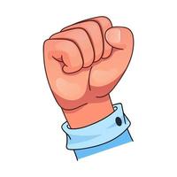 Fist in cartoon style. Hand gesture. Vector illustration isolated on white background