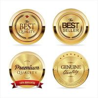 Collection of premium quality golden badges vector