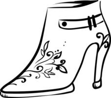 Zapato de mujer decorativa, ilustración, vector sobre fondo blanco.