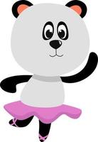 Panda in pink skirt , illustration, vector on white background