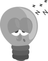 Sleepy lightbulb, illustration, vector on white background