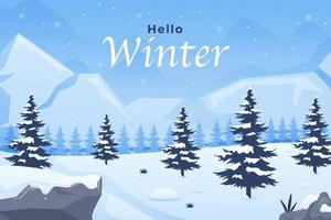 Winter background vector illustration with falling snow