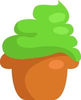 Cupcake with green icing, illustration, vector on a white background.