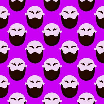 Man with beard , seamless pattern on a purple background. vector