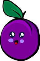 Cute plum, illustration, vector on white background.