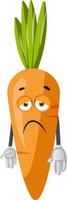 Sad carrot, illustration, vector on white background.