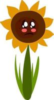 Sad sunflower, illustration, vector on white background.