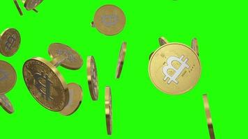 aparece bitcoin flotante y pantalla verde giratoria video