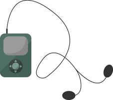 Music player with earphones, illustration, vector on white background