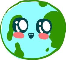 Cute earth, illustration, vector on white background.