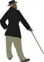 Man with stick, illustration, vector on white background.