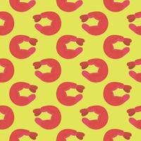 Red shrimps,seamless pattern on yellow background. vector