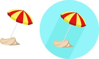 Beach umbrella,illustration, vector on white background.