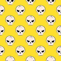 Scary skulls,seamless pattern on yellow background. vector