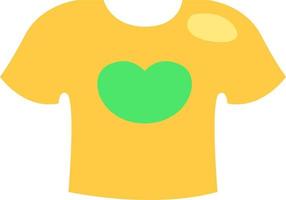 camiseta amarilla con corazón verde, ilustración, vector sobre fondo blanco.