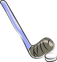 Hockey stick drawing, illustration, vector on white background.