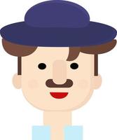 Man with hat, illustration, vector on white background.