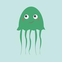 Green jellyfish, illustration, vector on white background.