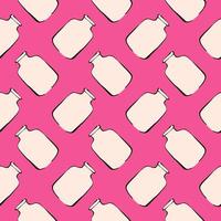 Milk jar,seamless pattern on pink background. vector