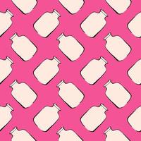 Milk jar,seamless pattern on pink background. vector