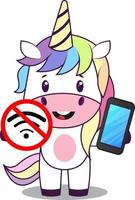 Unicorn with no wifi, illustration, vector on white background.