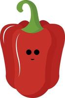 Happy red pepper, illustration, vector on white background.
