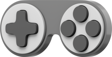 Minimalistic console game controller. PNG gray icon on transparent background. 3D rendering.