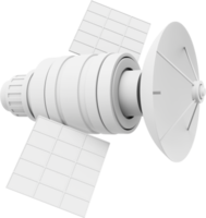 Plats satellit med ett antenn. orbital kommunikation station intelligens, forskning. 3d tolkning. vit png ikon på transparent bakgrund.