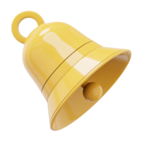 Yellow bell, notification symbol. 3D rendering. PNG icon on transparent background.