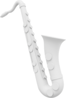 White saxophone, musical instrument, from side.3d rendering. PNG icon on transparent background.