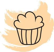 Muffin with whipped cream on top, icon illustration, vector on white background