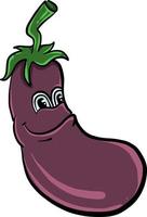 Happy eggplant, illustration, vector on white background