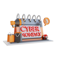 3D Illustration cyber Monday calendar png