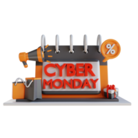 calendário cyber segunda-feira de ilustração 3D png