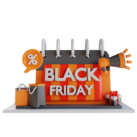 3D Illustration black Friday calendar discount png