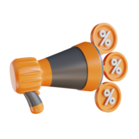 3D Illustration promotion discount with megaphone png