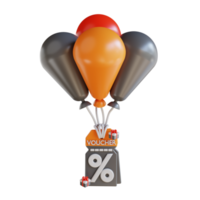 3D Illustration balloons and discount vouchers png