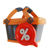 3D Illustration shopping cart and discount png