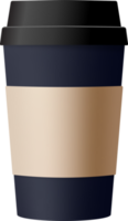 realistische Kaffeetassen aus Papier in schwarzen Farben. 3D-Mockup-Illustration. png